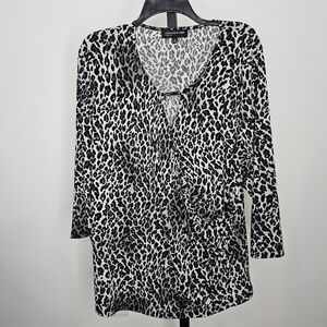 Black and White Leopard Print Blouse